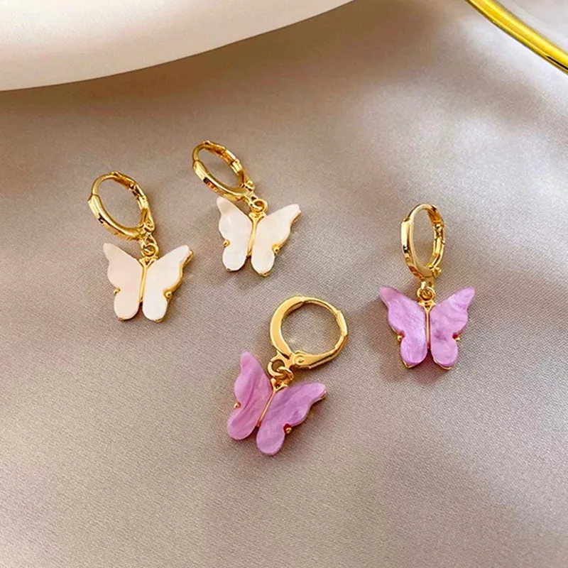 

New Korean Fashion Lovely Butterfly Stud Earrings for Women Bowknot Acrylic Earring Party Wedding Jewelry