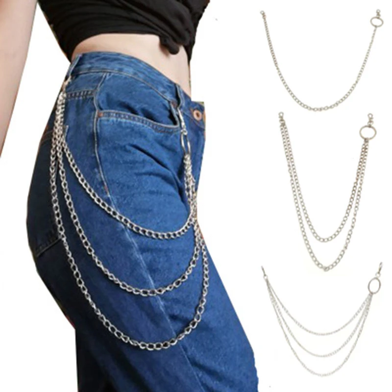 

1 Pc Long Trousers Hipster Key Chains Punk Street Big Ring Key Chain Metal Wallet Belt Chain Pant Keychain Unisex Jewelry