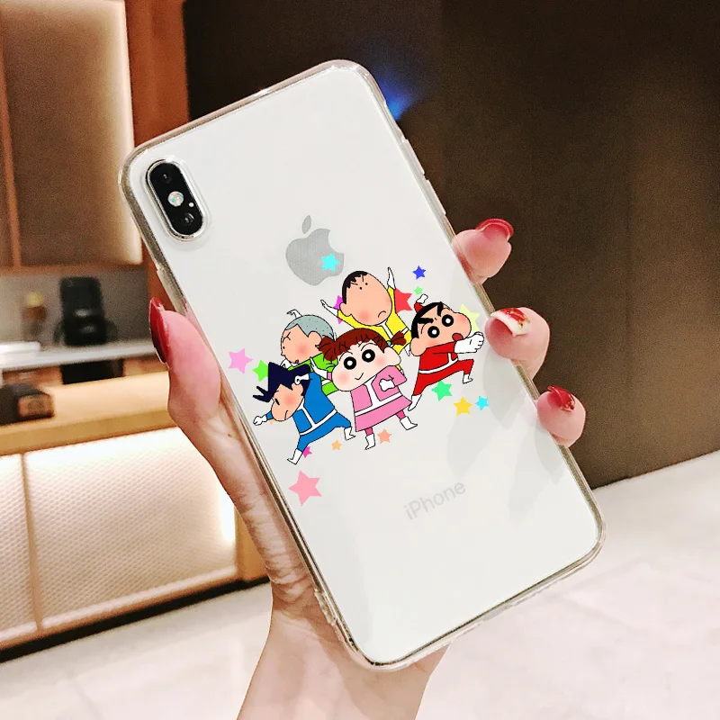 Японский мультяшный мягкий чехол из ТПУ Crayon Shin-chan милый для телефона iPhone X XS MAX 6 6s 7