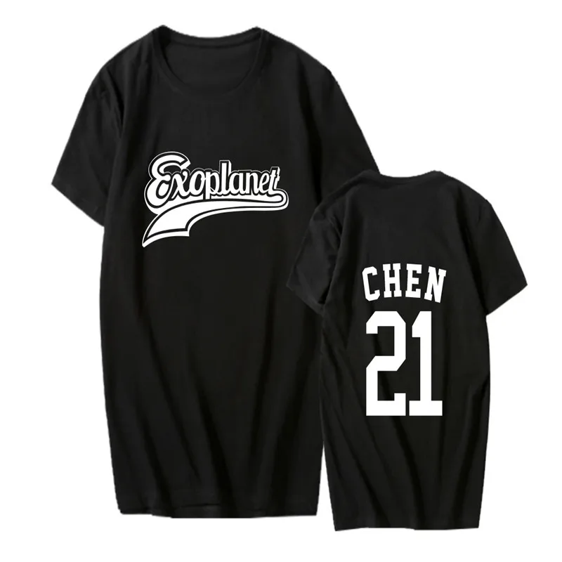 

KPOP EXO CHANYEOL SEHUN Peripheral Support Clothes Short-sleeved T-shirt Women Summer Clothes Couple Fans Collection Gifts O6