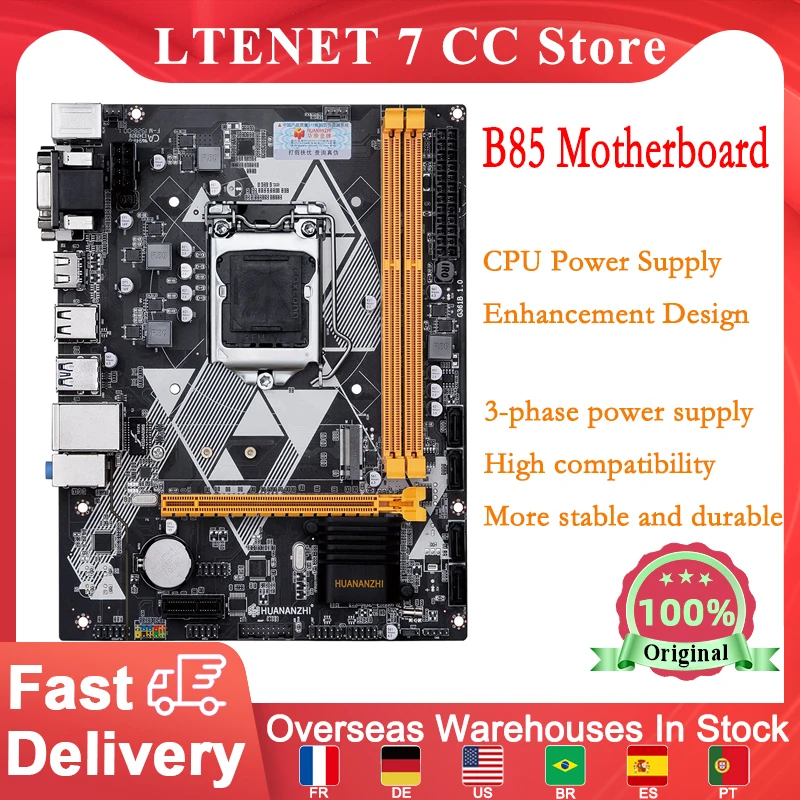 

Материнская плата HUANANZHI B85 M-ATX, процессор Intel серии 2xDDR3, память M.2 NVME, поддержка интерфейса LGA 1150, материнская плата для настольного ПК
