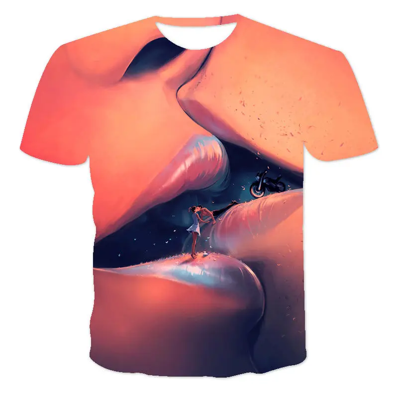 

2021 New Printed Pattern Casual Summer Men's Round Neck T-Shirt Top Short Sleeve