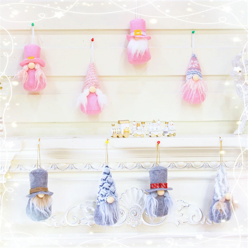 

NEW Christmas Decoration Toys Gnome Ornaments Plush Dolls Knitted Hat Rudolph White Beard Faceless Doll Christmas Tree Pendants