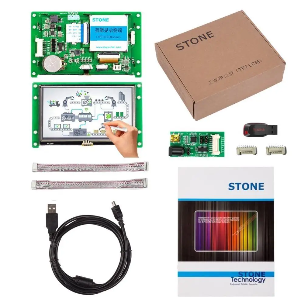 

3,5-дюймовая TFT LCD промышленная плата управления с последовательным интерфейсом RS232/RS485/TTL