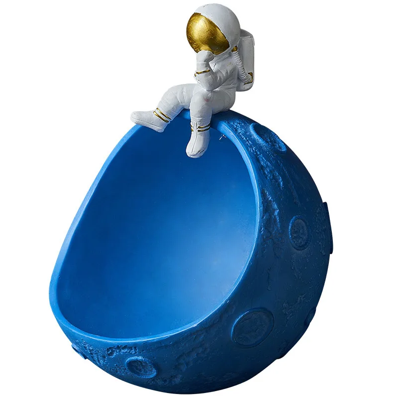 

Astronaut Resin Porch Key Storage Organizer Snack Box Spaceman Model Living Room Decoration Planet Figurines Desktop Storage