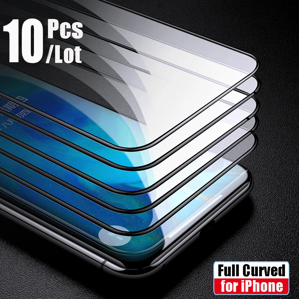 10 шт. закаленное стекло для iPhone 7 8 X Защита экрана Plus XR XS 11 Pro Max защитное на 6 6s