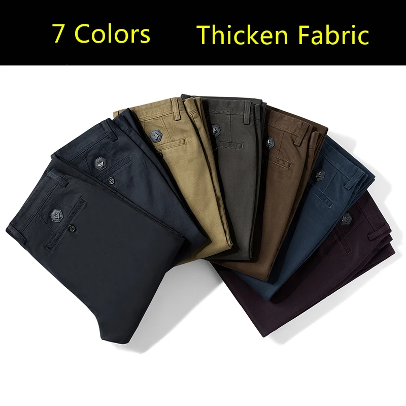 Мужские теплые брюки повседневные облегающие Чино высокого качества для