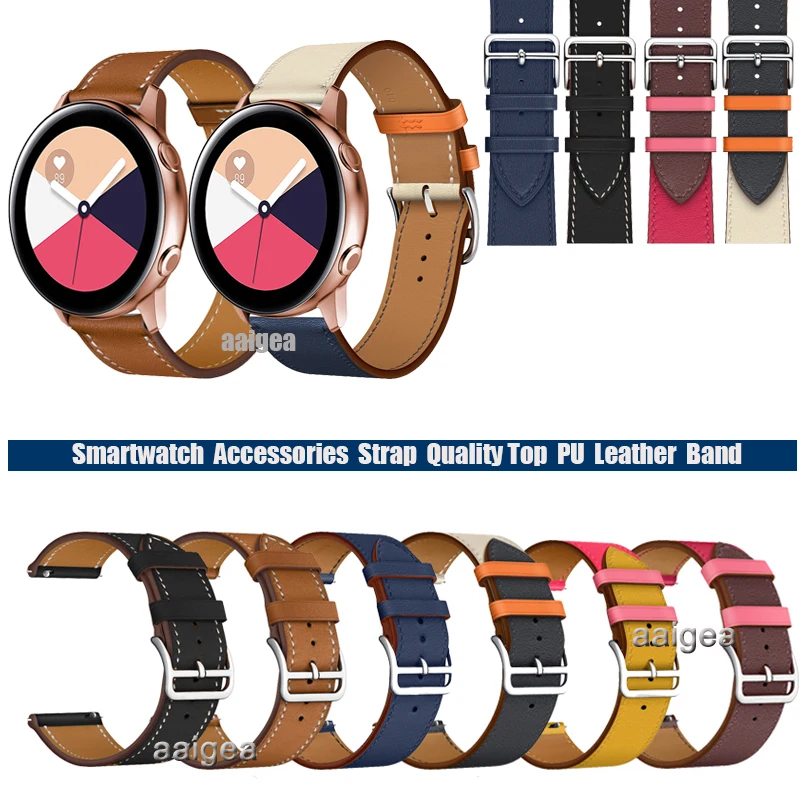 

Ремешок кожаный для наручных часов Samsung Galaxy Watch Active 2, сменный спортивный браслет для часов 3 41 мм/42 мм/Gear, 20 мм 22 мм