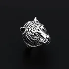 EdgLifU высококачественное металлическое властное тигр голова кольцо из нержавеющей стали для мужчин байкеров уникальное кольцо в стиле животного в стиле рокпанк ювелирные изделия