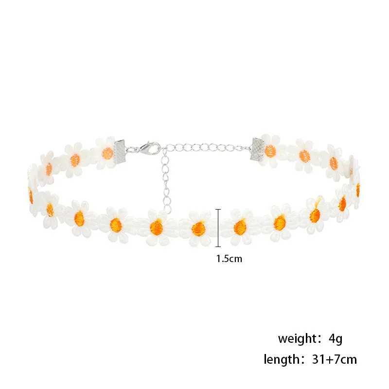 

Korean Daisy Choker Necklace Sweet Lace Flower Collar Simple Fashion Necklaces for Women Girls Summer Temperament Jewelry Gifts
