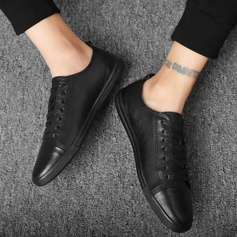 

New Fashion Italian Men soft white flats Waterproof Outdoor Footwear sneaker shoes Men Genuine Leather Shoes A54-69