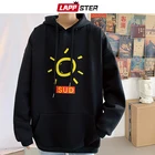 Толстовка LAPPSTER мужская с забавным принтом солнца, черный пуловер, повседневный свитшот большого размера d в стиле Харадзюку, одежда в стиле хип-хоп, размера плюс размер, 2021
