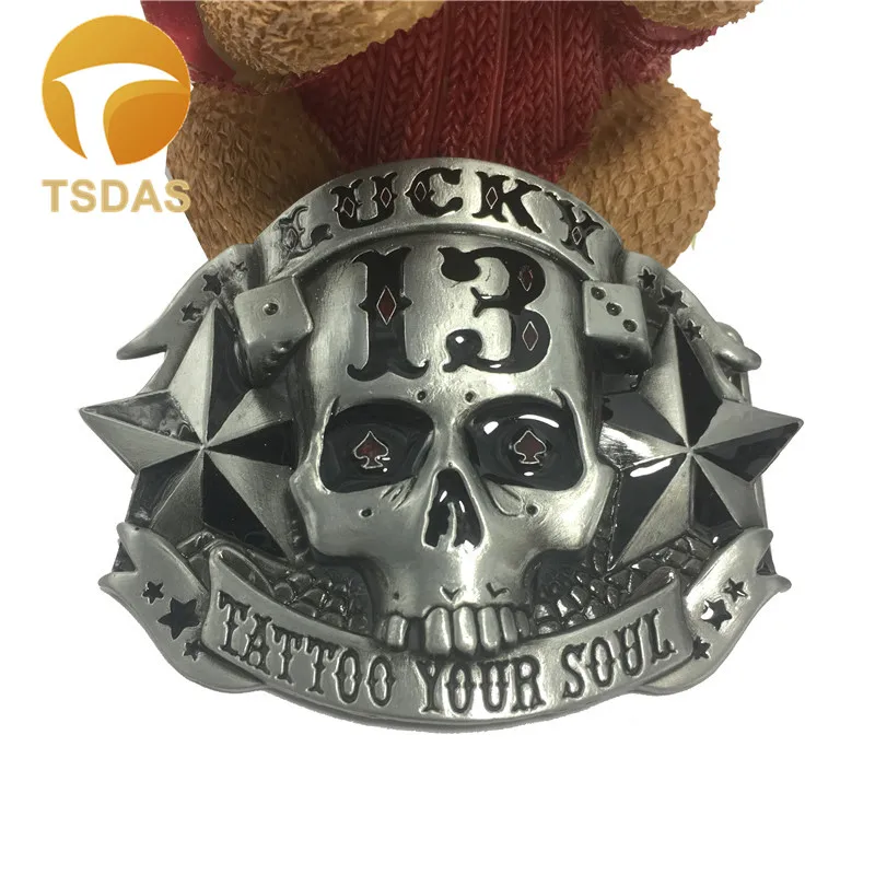 Мужской ремень с серебряным черепом Lucky 13 металлическая пряжка в стиле панк рок