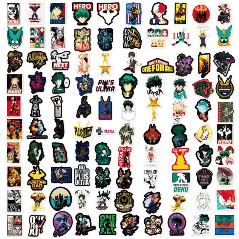 

100Pcs/Lot My Hero Academia Stickers Classic Japan Anime Sticker Laptop Luggage Car Skateboard Phone Decal