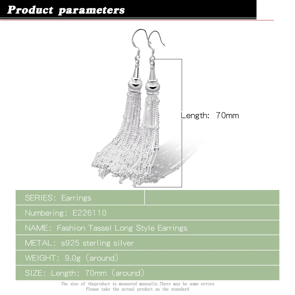 Ретро мода преувеличенный геометрические длинные висячие серьги с 925 серебряные