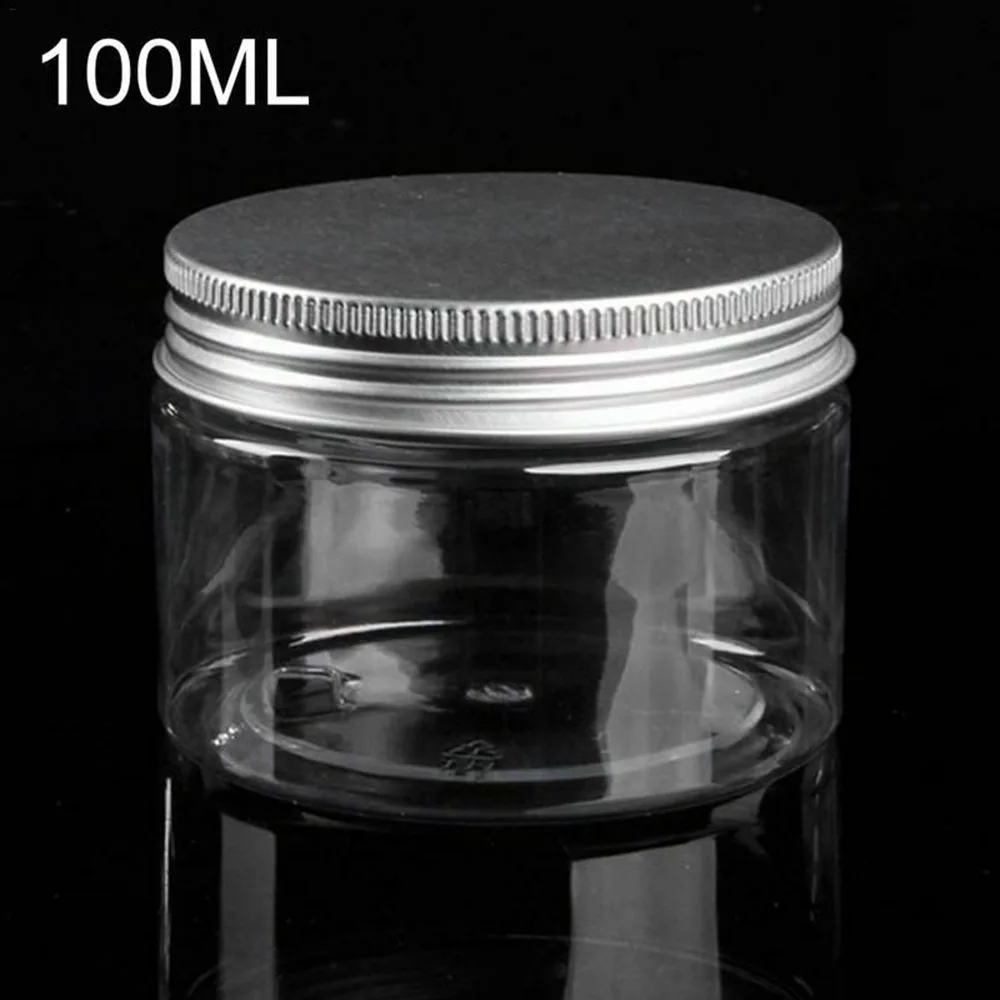 Make Up коробка банка для хранения косметические Пластик прозрачный контейнер Алюминий крышкой небольшая дорожная бутылка 30/40/50/60/80/100/120/150/200/250 мл