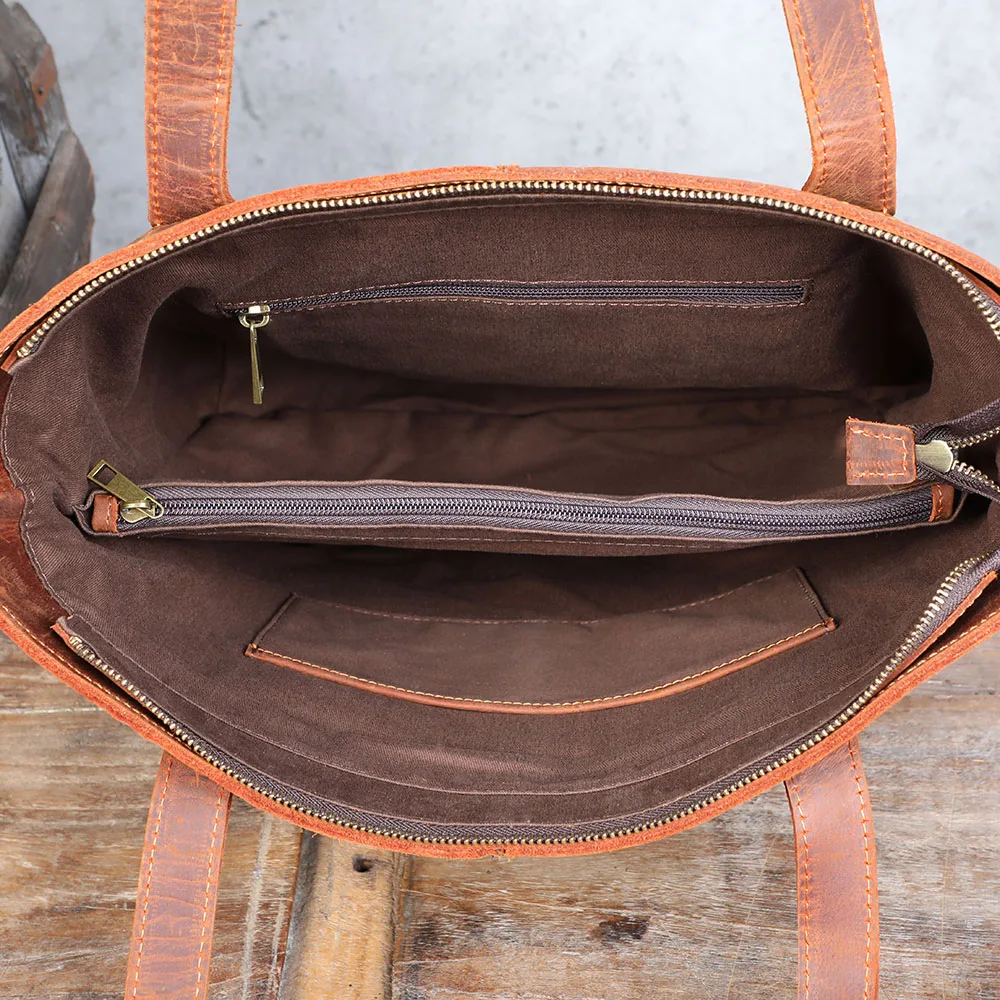Coffee Leather Tote Bag | Aurora™