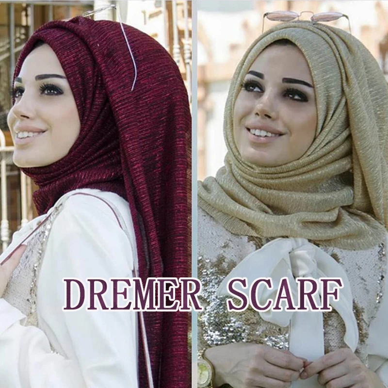 

Luxury Glitter Hijab Scarf Women Muslim Shawl Plain Crinkle Scarves for Ladies Pleated Shimmer Turban Foulard Wrinkled Bandana