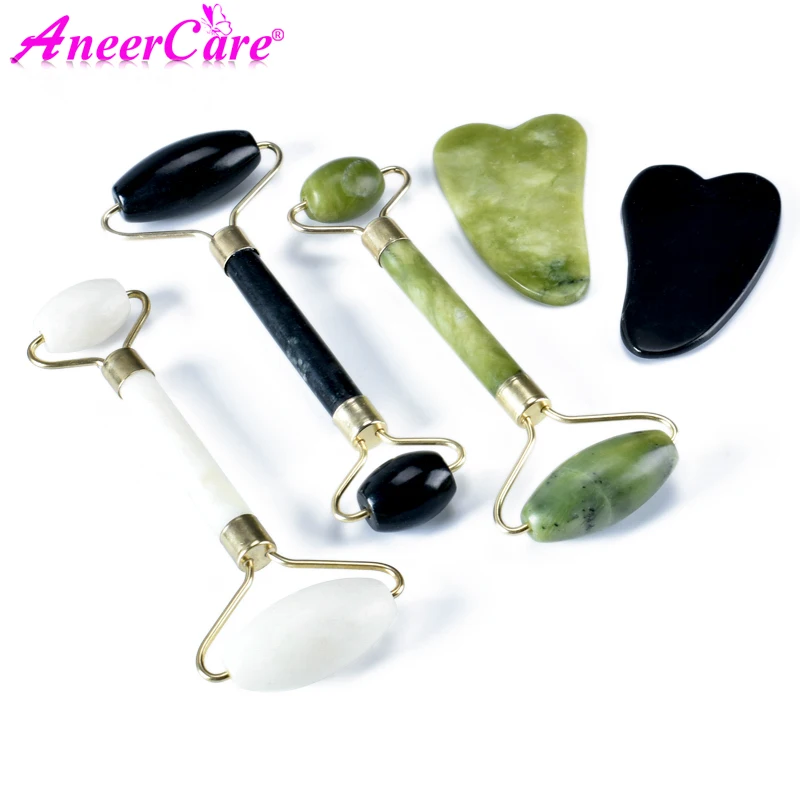 

массажер для лица Нефритовый валик массажного доска нефритовый массажер для глаз уход за кожей лица гуашь скребок каменный ролик тела есте...