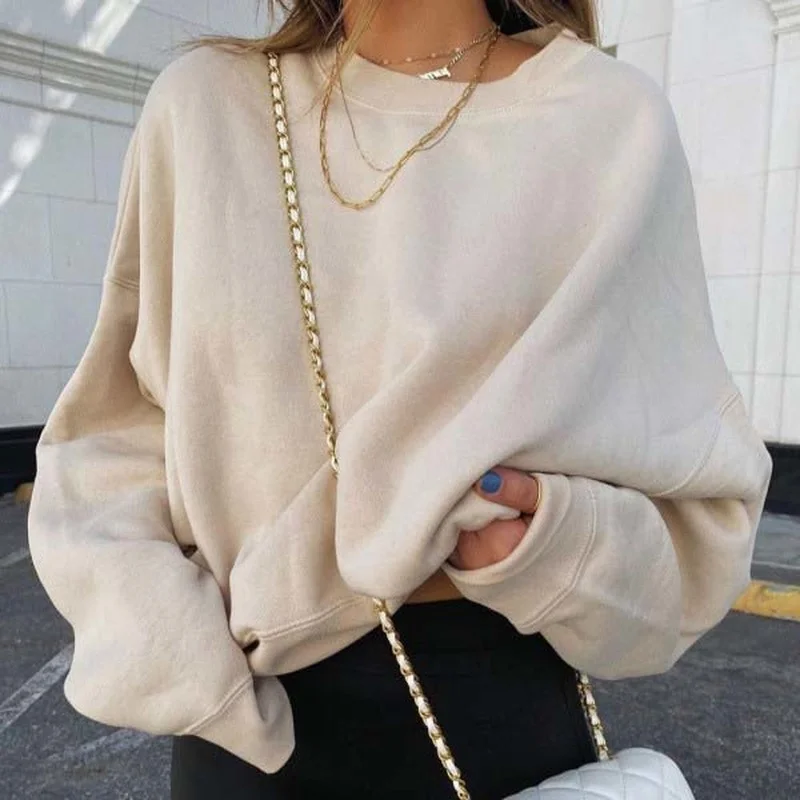 

Women Oversize Sweatshirt Hoodie Retro Clothes 2021 Autumn Ladies 2021 Sweatshirts Streetwear Long Sleeve Loose Pullover Tops