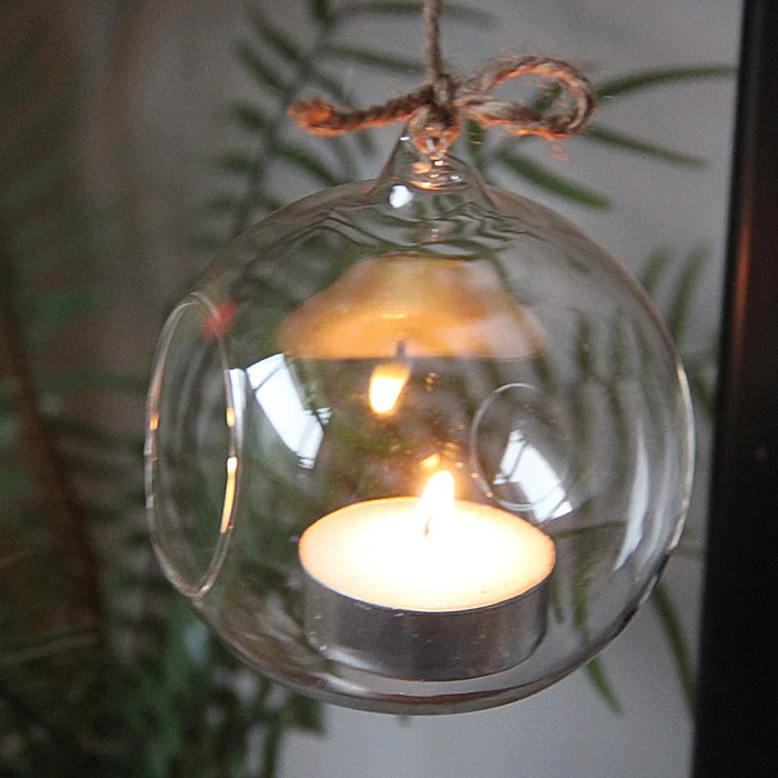 christmas tree decorations Hanging Tealight Holder Glass Terrarium Globe Candle Candlestick Wedding Decor | Дом и сад