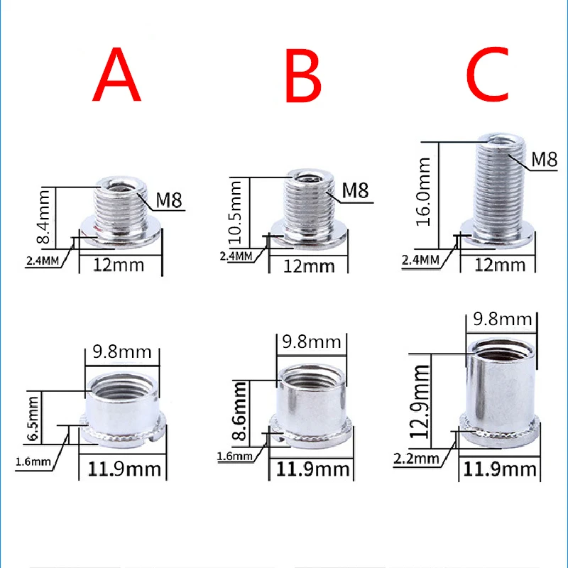 

2Sets M8 Pitch 0.75mm Bicycle Screw Crankset Steel Crank Bolt Screw Bike Chain wheel bolt