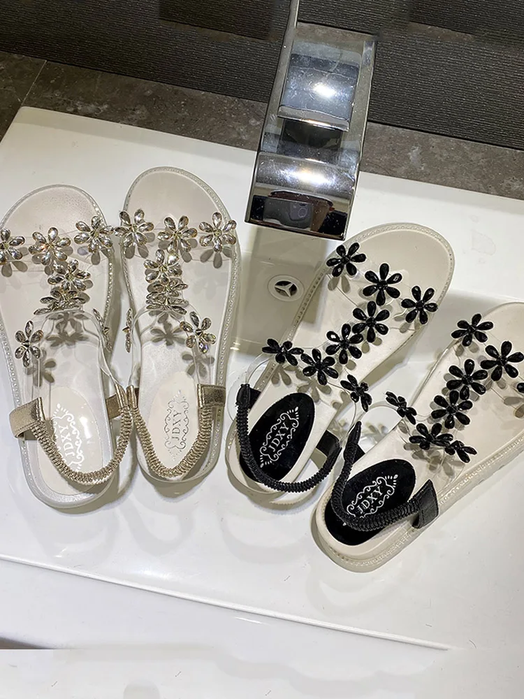 

2021 Sandals Shallow Mouth Clogs With Heel Black Shoes for Women Med Anti-Skid Open Toe New Thick Beige Summer Comfort Gladiator