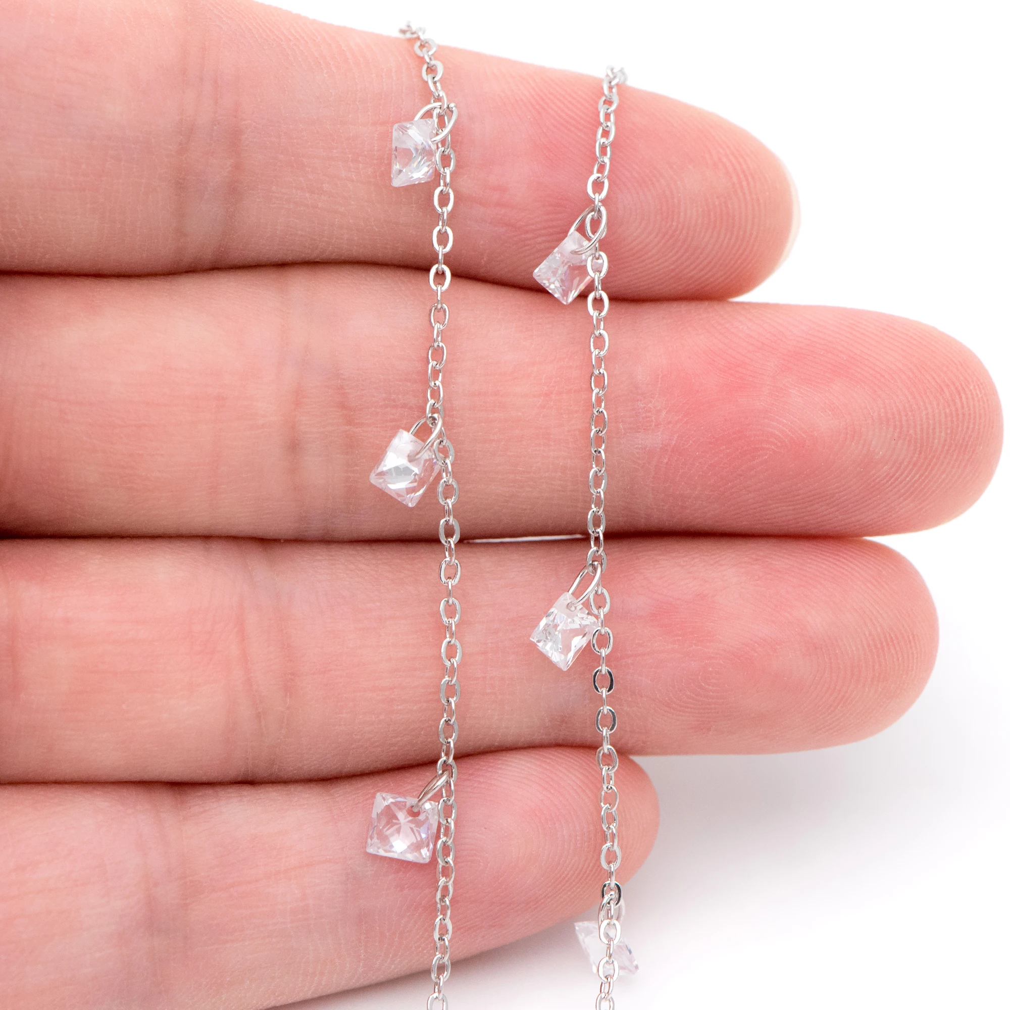 Золотистые/Серебристые цепочки с кристаллами из бисера латунная цепочка