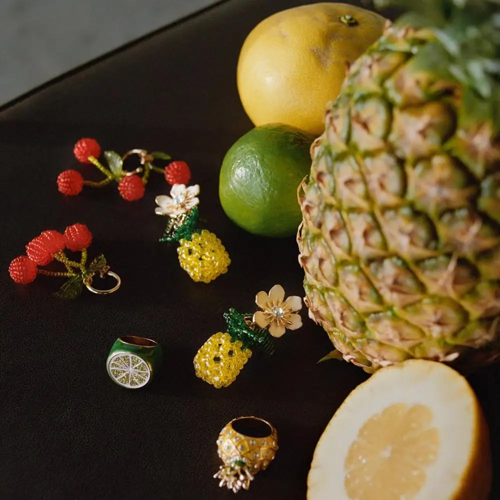 Женское кольцо с ананасом модное элегантное металлическое для свадебной