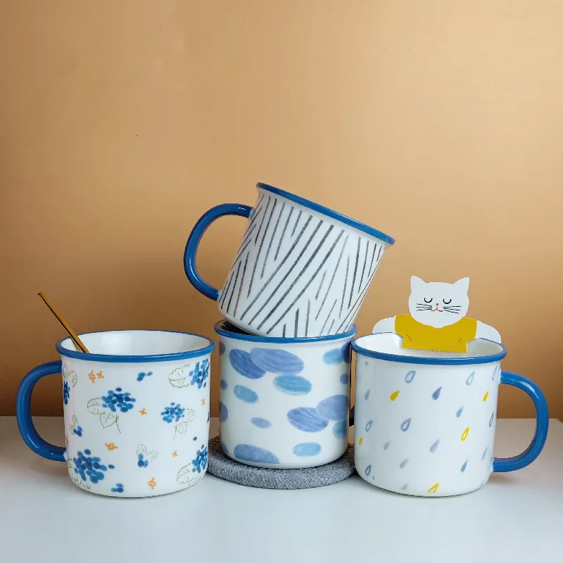 

Японские керамические кружки для эспрессо, кофейная чашка, креативные индивидуальные чашки для завтрака, молока, чая, чашки для чая, набор б...