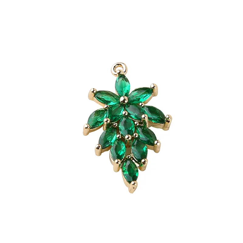 

6pcs korean style women Copper Zircon earrings for Female Leaf Wheat Ear Fish Tail Moon Flower Pendant DIY Necklace Material