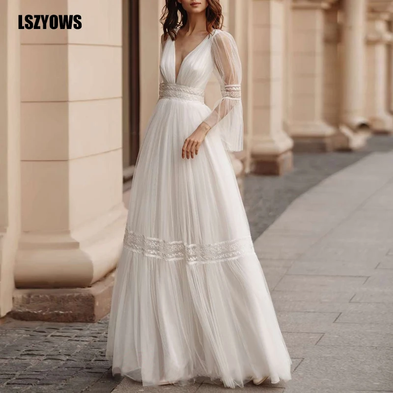 

Women Mesh Maxi Dress Backless Long Sleeve V-neck Elegant Wedding Dresses Ladies High Waist White Sexy Long Party Dress Vestidos