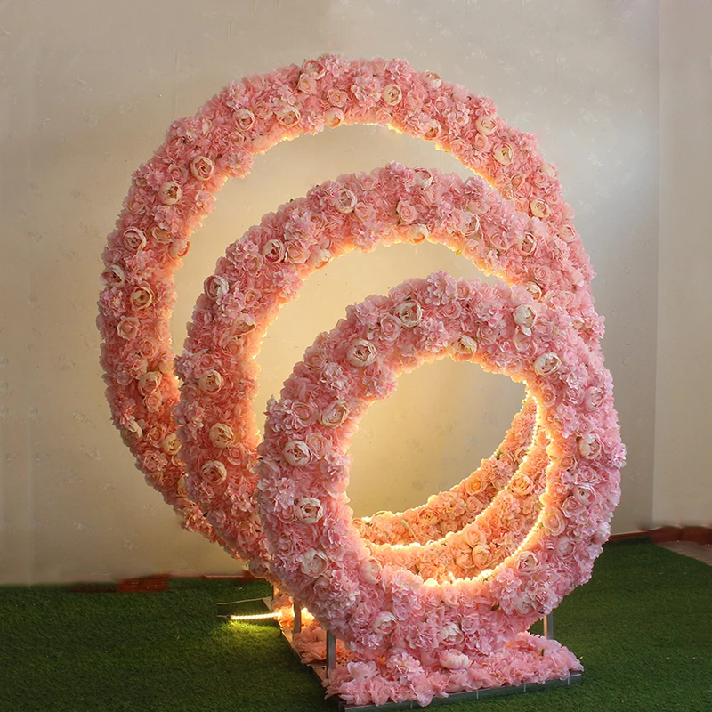 Arcos de anillo de hierro forjado, accesorios de boda originales, marco de flores de fondo de boda, fiesta en casa, &aacute;rea de bienvenida, estante de decoraci&oacute;n-0