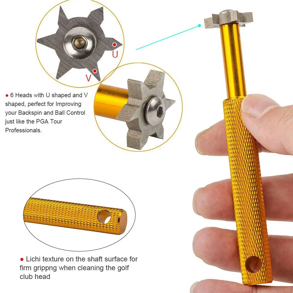 

Golf Sharpener Golf Club Grooving Sharpening Tool Golf Club Sharpener Head Strong Wedge Alloy Wedge Sharpening Cut Clear Tool