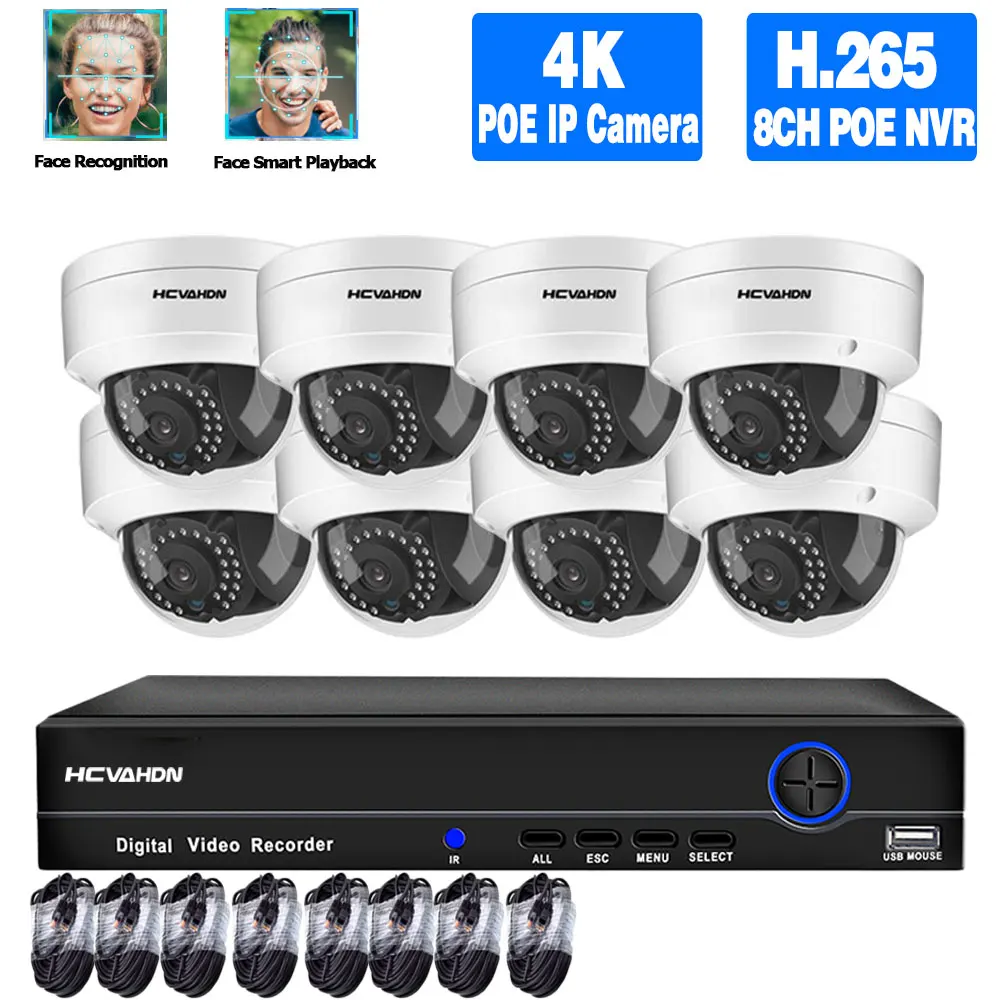

Система видеонаблюдения, 8 каналов, 8 Мп, POE, NVR, 4K, с распознаванием лиц, IP-камера AI 5 Мп