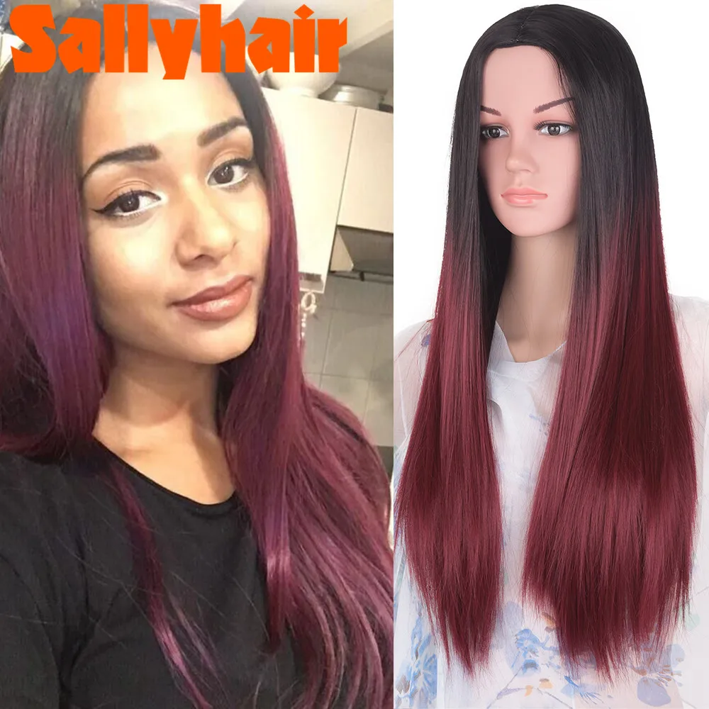 

Sallyhair Long Sallyhair Straight Wig Synthetic Wigs for Women Wig Heat Resistant Natural Wig for Black Omber Women