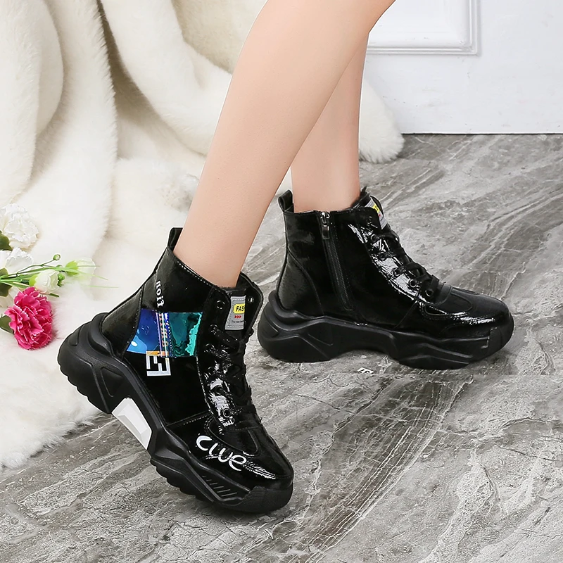 

Autumn Winter Women boots Waterproof Platform Boots High top Sequin Shoes Female Plush Warm Sneakers shoes ankle Women's Boots