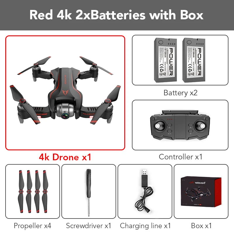 Red 4k 2B with Box FUNSKY S20 wifi FPV с 4 K/1080 P HD камерой 18 минут время полета Интеллектуальный складной Радиоуправляемый Дрон Квадрокоптер - Цвет: Red 4k 2B with Box