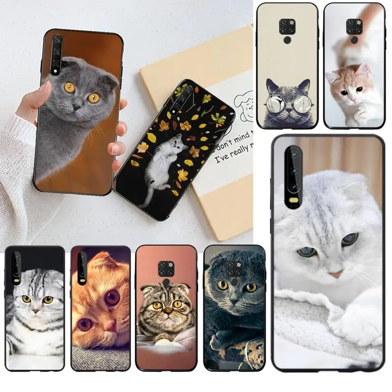 Шотландский складной чехол для телефона с рисунком кошки Huawei P40 P30 P20 lite Pro Mate 20 P Smart