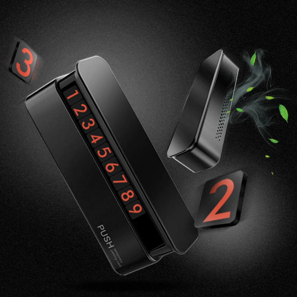 

CHIZIYO Newest Car Hidden Luminous Digital Temporary Parking Number Plate Push Car Parking Phone Number Stand With Perfume