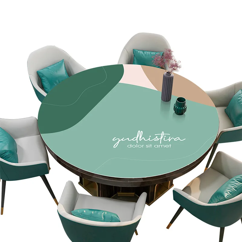 

Nordic leather round tablecloth Waterproof oil proof Thickened pvc leather round table mat non-slip party table deco cover