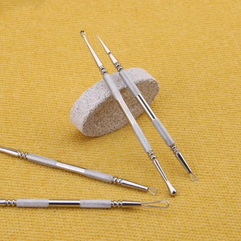 

5 Types 2 In 1 Stainless Steel Blackhead Remover Makeup Tool Aluminum Tube Acne Needle Tip Looped Double-End Pimple Extractor