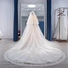 Фата свадебная Длинная с гребнем для невесты, кружевная Тюлевая Фата для венецианской свадебной фотосессии, роскошная, 5 м, 4 м, 2 T