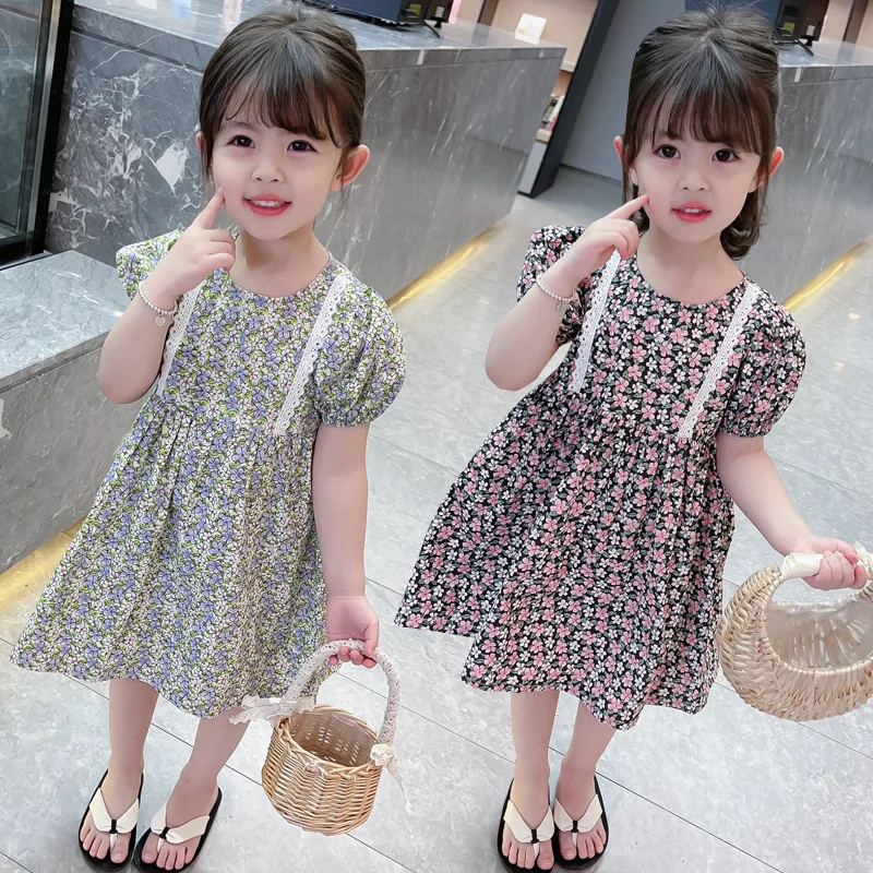 

1-6 Years Children's Dress Summer New Style Girl Dress Children's Short-sleeved Floral Dresses Baby Girl Dress Kids Clothing