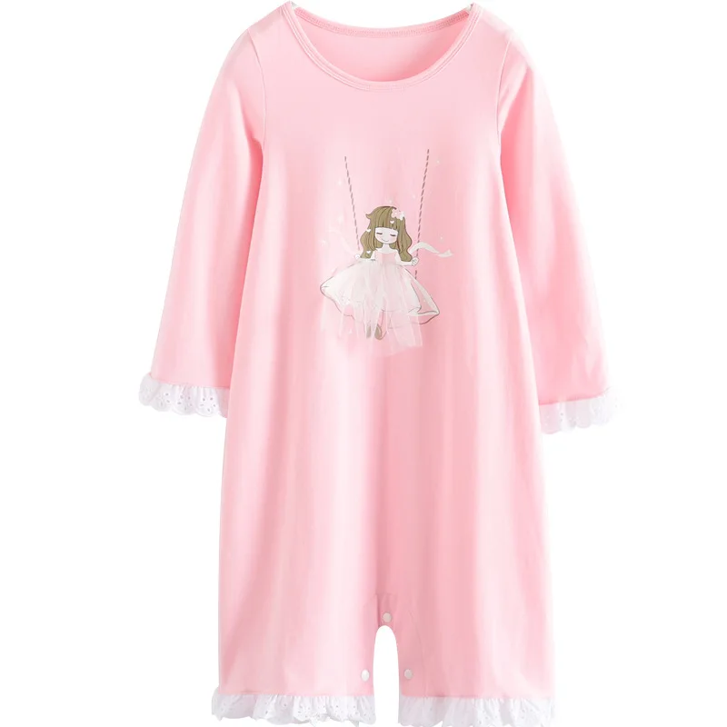 

Girls nightgown Cotton sleepwear Long sleeve Sleep jumpsuit Spring Autumn Cute Princess Pajamas Big girls nightgowns 3 to 14y