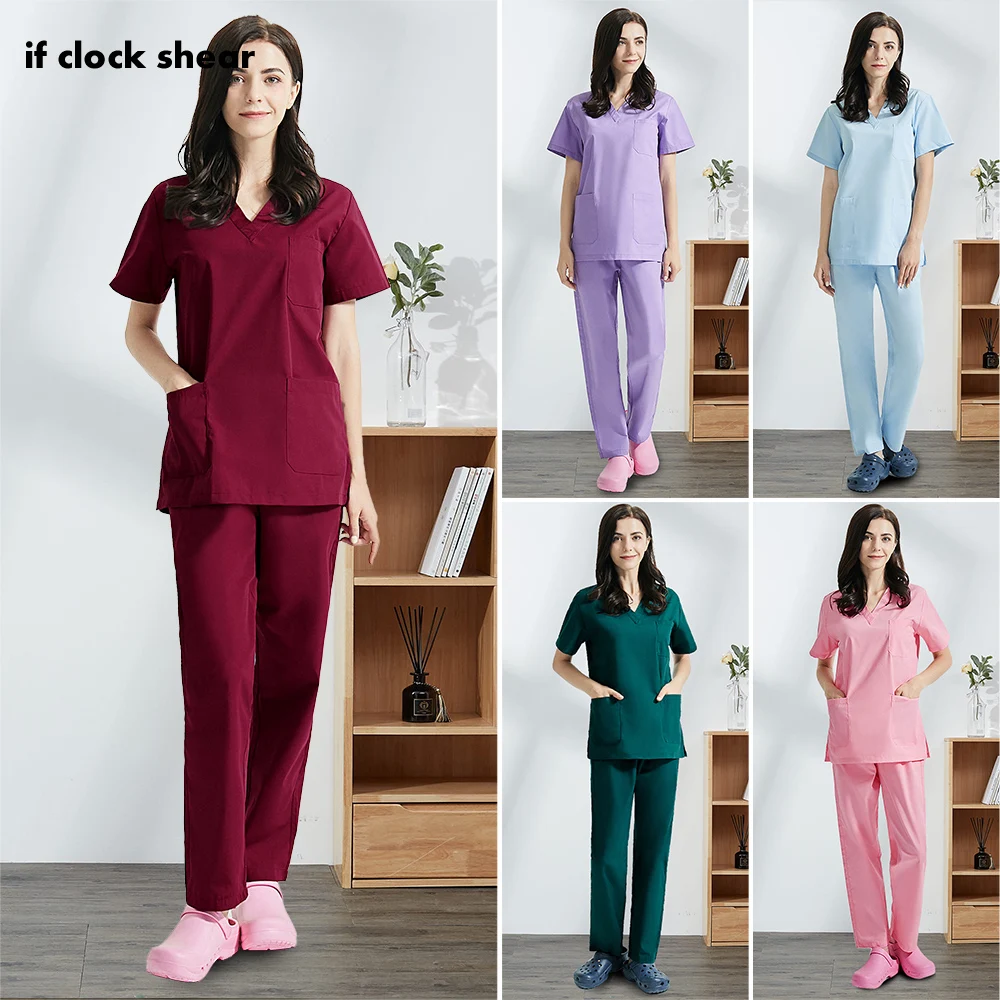 Скрабы с коротким рукавом и V-образным вырезом для женщин аптечные комплекты