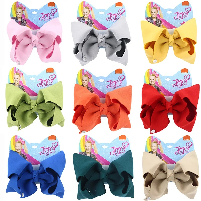 8 &quotJojo банты для волос сплошной цвет большой бант ручной работы ребристая лента с