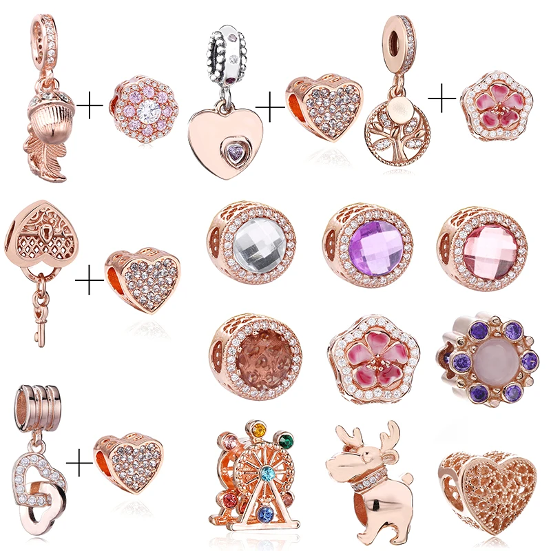 Подвеска в виде сердца с короной из розового золота 2 шт./лот|Бусины| |