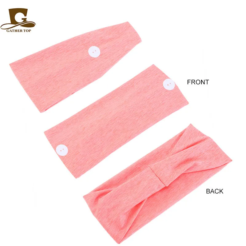 

2 Pcs Anti-Le Pure Color Headband Hair Band Button Headband Sweat-Absorbent Breathable Sports Headband
