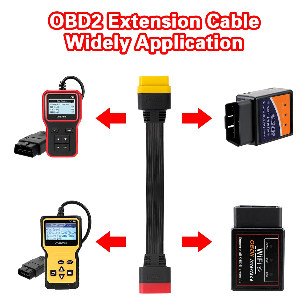 

OBD2 Cable Extender 16 PIN Male to Female Adapter 32cm Extension For OBDII Scanner Code Reader Diagnostic Tools Car Accessories